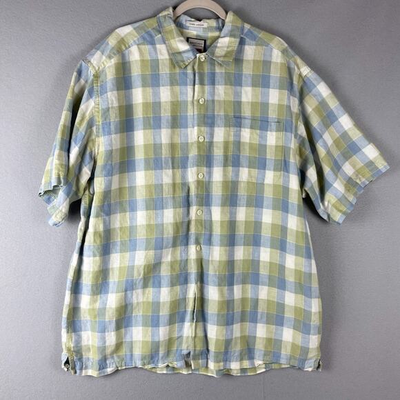 Britches of Georgetowne Linen Blend Shirt Mens XXL Plaid Button Up Short Sleeve - Picture 1 of 13